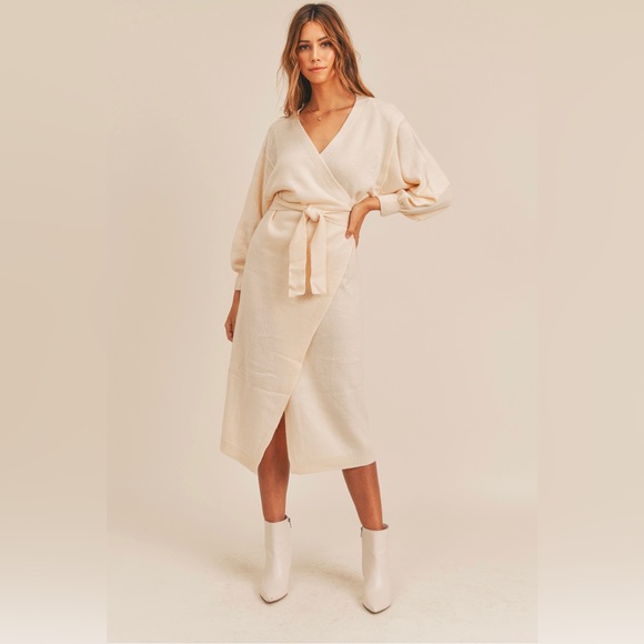 Mable Dresses & Skirts - Alice Cardigan Sweater Dress In Ivory